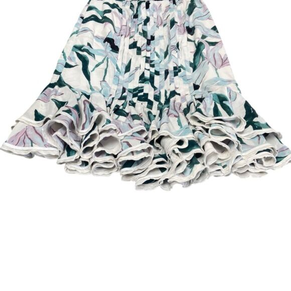 Tory Burch Pleats Ruffle Louisa Silk Floral Printed Knee Length Size 2 - Picture 8 of 14